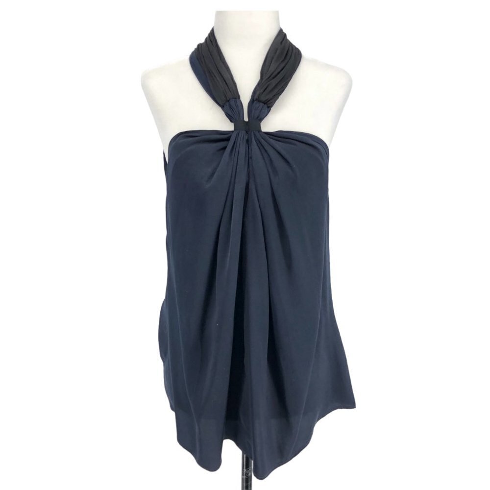 A.L.C. Two-tone navy halter top with black  collar size M